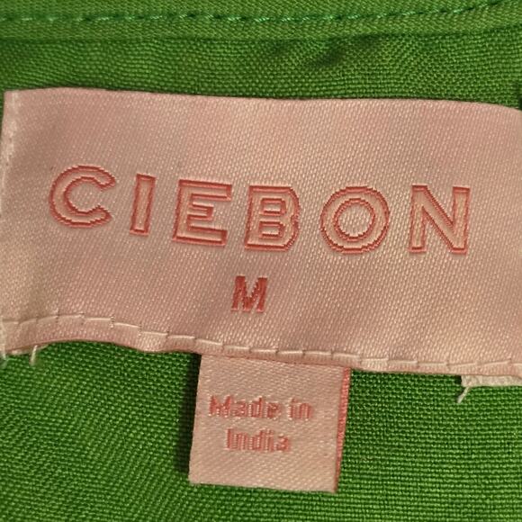 Ciebon Palmina Metallic Leaf Print High-Low Dress in Lime Medium - Picture 6 of 6